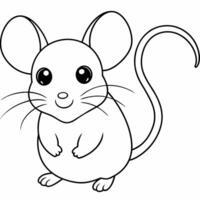 Mouse coloring book page vector