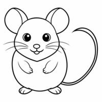 Mouse coloring book page vector