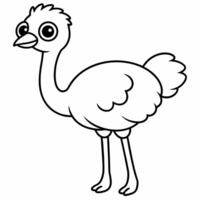 A coloring book that shows the drawing of an ostrich. vector