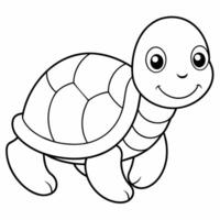 coloring book page of a black and white turtle vector