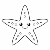 colorante libro página de un negro y blanco estrella de mar vector