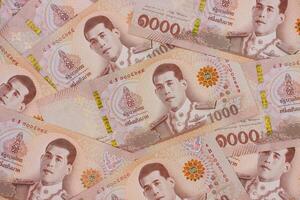 pila de nuevo 1000 tailandés baht Billetes negocio y Finanzas concepto. foto