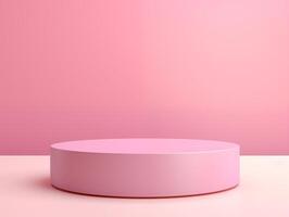 AI generated 3d rendering of empty round pink podium product presentation photo