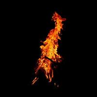 Fire of flame burning isolated on dark background for graphic design purpose photo