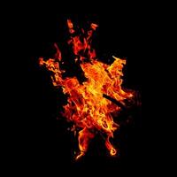 Fire of flame burning isolated on dark background for graphic design purpose photo