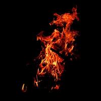 Fire of flame burning isolated on dark background for graphic design purpose photo