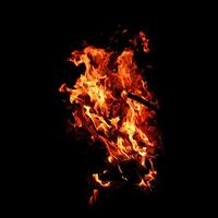 Fire of flame burning isolated on dark background for graphic design purpose photo