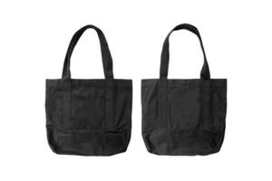 A mock-up of a black canvas tote bag on a white background. photo