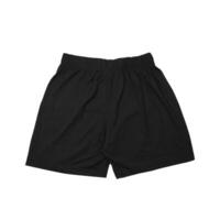 Sport shorts, black color, front and back view isolated on white photo
