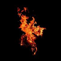 Fire of flame burning isolated on dark background for graphic design purpose photo