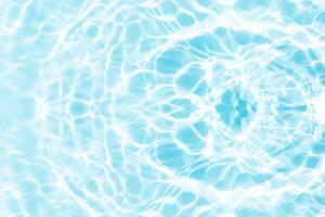 Water surface. Bluewater waves on the surface ripples blurred. Defocus blurred transparent blue colored clear calm water surface texture with splash and bubbles. Water waves with shining pattern. photo