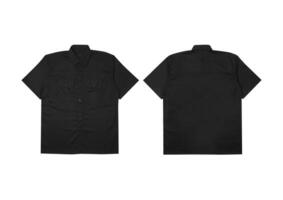 Men's short sleeves military shirt. Workshirt black. Short sleeve work shirt black photo