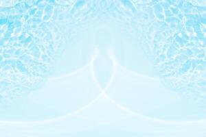 Bluewater waves on the surface ripples blurred. Defocus blurred transparent blue colored clear calm water surface texture with splash and bubbles. Water waves with shining pattern texture background. photo