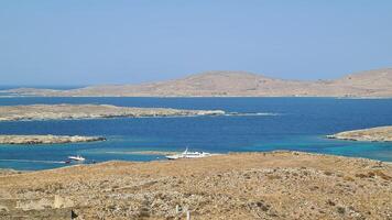 delos isla, un joya en el Egeo mar, sostiene Rico mitológico y arqueológico significado foto