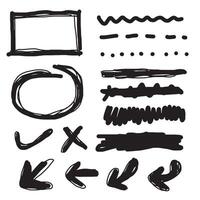 Set of hand drawn elements for selecting text.Business doodle. vector