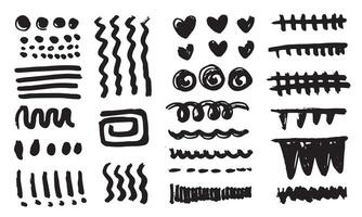 Hand drawn various shapes and doodle objects. vector illustration.