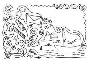 Hand drawn doodle sketch for design elements. vector