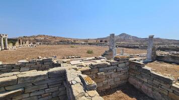 delos isla, un joya en el Egeo mar, sostiene Rico mitológico y arqueológico significado foto