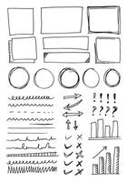 Doodle vector lines and curves.Hand drawn check and arrows signs. Set of simple doodle lines, curves, frames and spots. Collection of pencil effects. Doodle border. Simple doodle set.