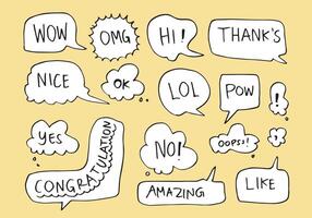 Collection of hand-drawn speech bubbles with various expressions. vector