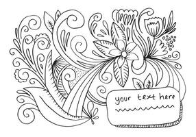 Hand drawn autumn banner with frame for your text. Hand drawn frames Vector on white background.