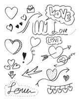 Set of love. Hand drawing. Doodle style. for your design. vector