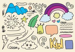 Hand drawn doodle design elements.thunderbolt, cloud, Arrow, heart, line, hill. doodle sketch design elements. vector