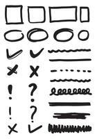 Set of hand drawn elements for selecting text.Business doodle. vector