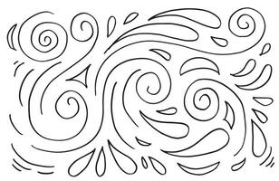 Hand drawn vector sketchy Doodle cartoon set of curls and swirls decorative elements for concept design