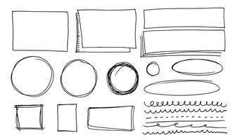 Doodle lines and curves vector. Set of simple doodle lines, curves, frames and spots.isolated on white background. vector