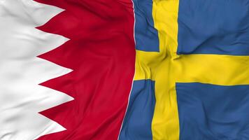 Bahrain and Sweden Flags Together Seamless Looping Background, Looped Bump Texture Cloth Waving Slow Motion, 3D Rendering video