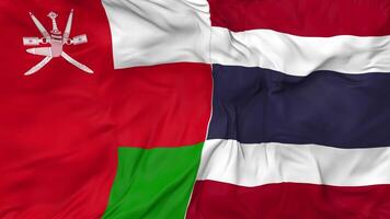 Oman and Thailand Flags Together Seamless Looping Background, Looped Bump Texture Cloth Waving Slow Motion, 3D Rendering video
