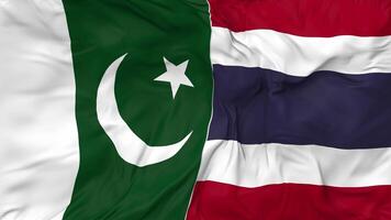Pakistan and Thailand Flags Together Seamless Looping Background, Looped Bump Texture Cloth Waving Slow Motion, 3D Rendering video