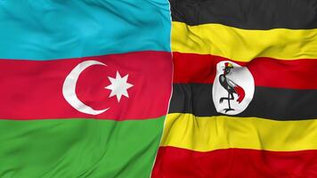 Azerbaijan and Uganda Flags Together Seamless Looping Background, Looped Bump Texture Cloth Waving Slow Motion, 3D Rendering video