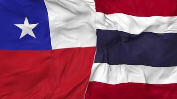 Chile and Thailand Flags Together Seamless Looping Background, Looped Bump Texture Cloth Waving Slow Motion, 3D Rendering video