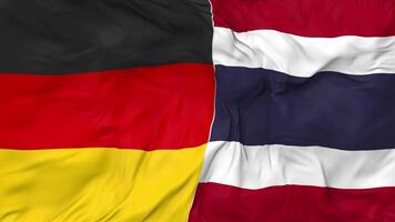 Germany and Thailand Flags Together Seamless Looping Background, Looped Bump Texture Cloth Waving Slow Motion, 3D Rendering video