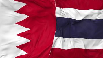 Bahrain and Thailand Flags Together Seamless Looping Background, Looped Bump Texture Cloth Waving Slow Motion, 3D Rendering video