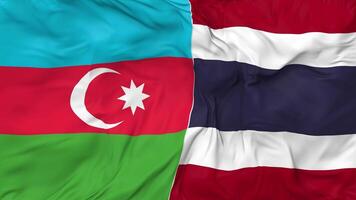 Azerbaijan and Thailand Flags Together Seamless Looping Background, Looped Bump Texture Cloth Waving Slow Motion, 3D Rendering video