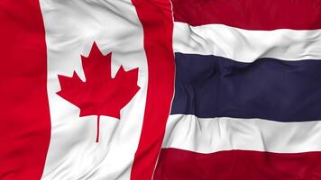 Canada and Thailand Flags Together Seamless Looping Background, Looped Bump Texture Cloth Waving Slow Motion, 3D Rendering video