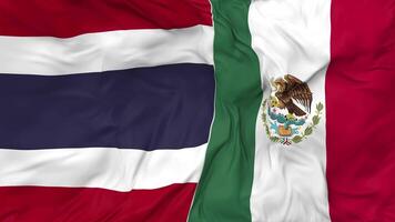 Mexico and Thailand Flags Together Seamless Looping Background, Looped Bump Texture Cloth Waving Slow Motion, 3D Rendering video
