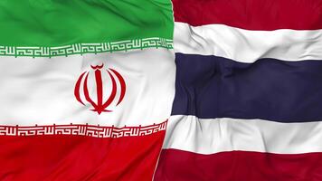 iran och thailand flaggor tillsammans sömlös looping bakgrund, looped stöta textur trasa vinka långsam rörelse, 3d tolkning video