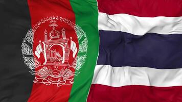 Afghanistan and Thailand Flags Together Seamless Looping Background, Looped Bump Texture Cloth Waving Slow Motion, 3D Rendering video