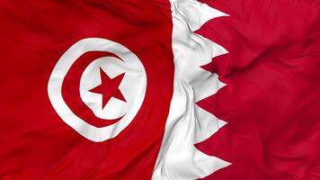 Bahreïn et Tunisie drapeaux ensemble sans couture boucle arrière-plan, en boucle bosse texture tissu agitant lent mouvement, 3d le rendu video