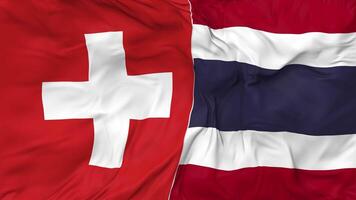 Switzerland and Thailand Flags Together Seamless Looping Background, Looped Bump Texture Cloth Waving Slow Motion, 3D Rendering video