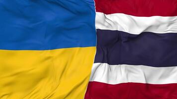 Ukraine and Thailand Flags Together Seamless Looping Background, Looped Bump Texture Cloth Waving Slow Motion, 3D Rendering video