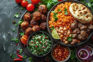 AI generated Ramadan iftar meal ideas advertising food photography photo