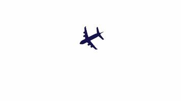 Plane flying over line 2D object animation. Aeroplane takeoff flat color cartoon 4K video, alpha channel. International destination travel. Airplane flight animated item on white background video