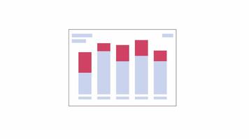 accounting bar diagram 2d voorwerp animatie. analyse financieel. recensie bedrijf vlak tekenfilm 4k video, transparant alpha kanaal. analytics marketing. zakelijke gegevens verslag doen van geanimeerd element Aan wit video