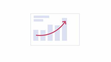 bar gráficos flecha creciente arriba 2d objeto animación. actuación cartas plano dibujos animados 4k video, transparente alfa canal. valores ganancia. mercado tendencia. financiero resultados gráfico animado elemento en blanco video