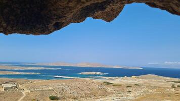 delos isla, un joya en el Egeo mar, sostiene Rico mitológico y arqueológico significado foto